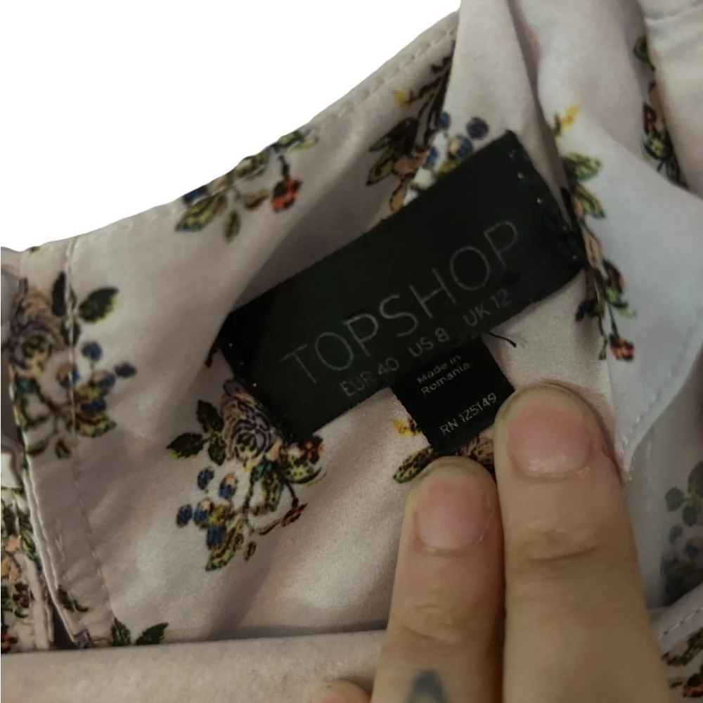 SALE!! NWOT Topshop floral pleated open back tea dress sz 8 - Picture 3 of 7